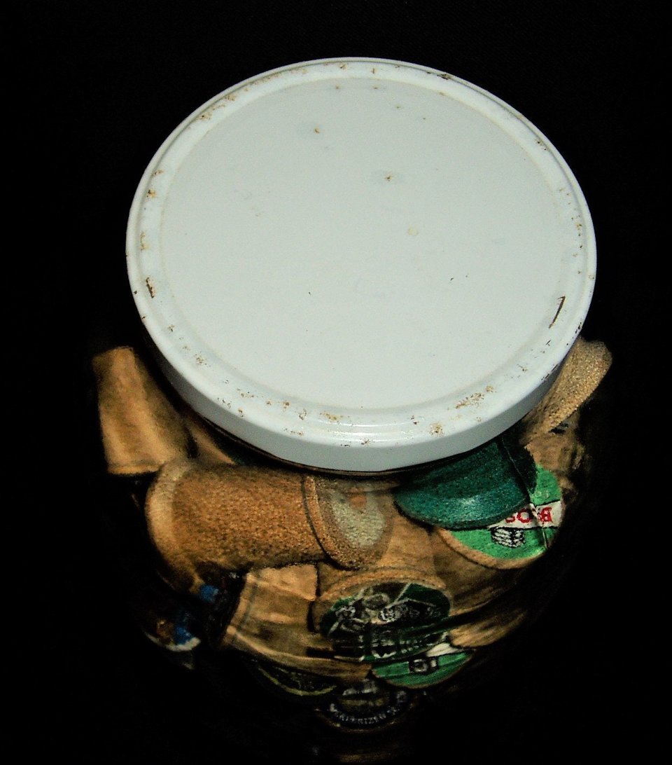 Vintage Glass Jar of Spools, Gallon Size, Metal Lid