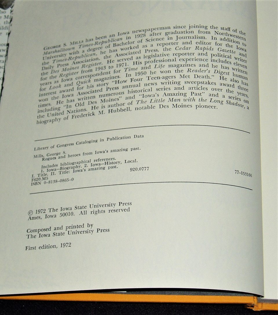 First Edition, Rogues and Heroes from Iowa's Amazing Past, 1972