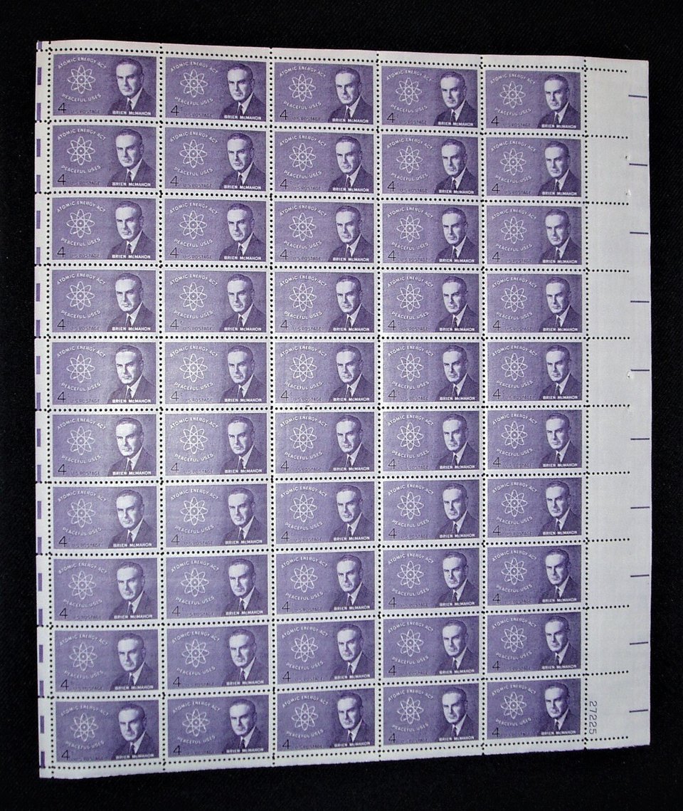 Mint 4c Stamp Sheet, Atomic Energy Act, Scott Catalog #1200 x 50 Stamps