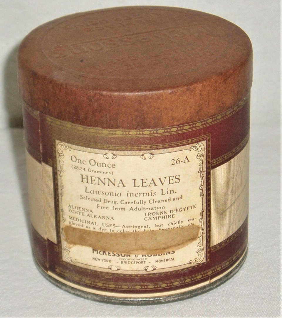 Henna Leaves Container, New Old Stock, McKesson & Robbins