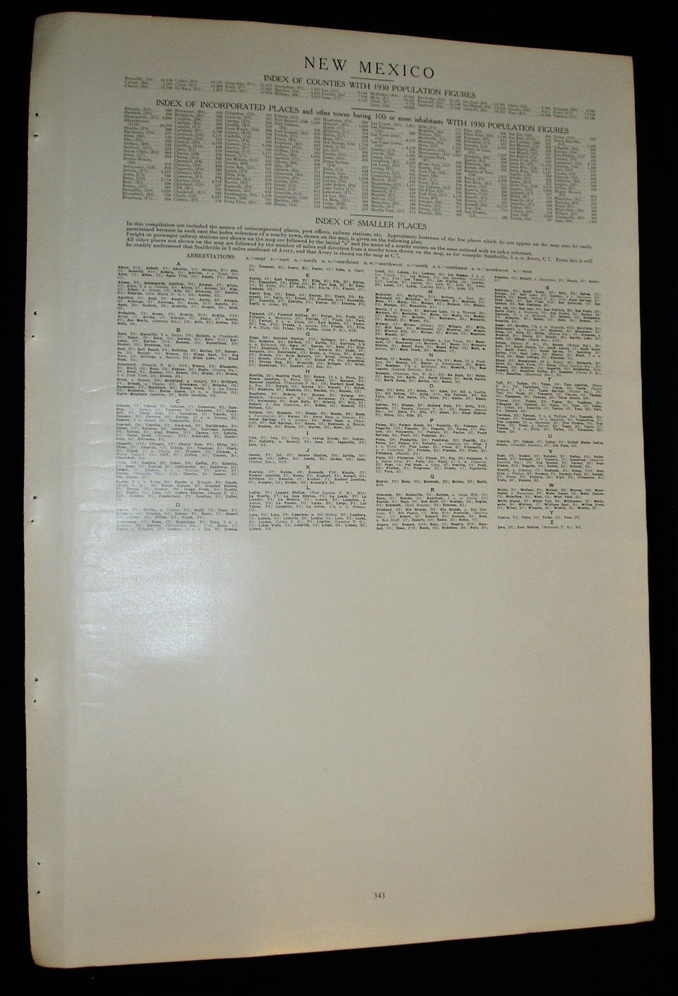 Map Page, New Mexico, 1932, Large 13.5" by 19.75"