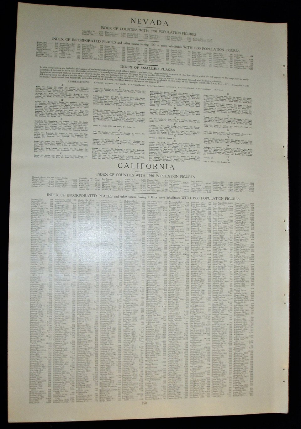 Map Page, Nevada/Yellowstone National Park, 1932, Large 13.5" by 19.75"