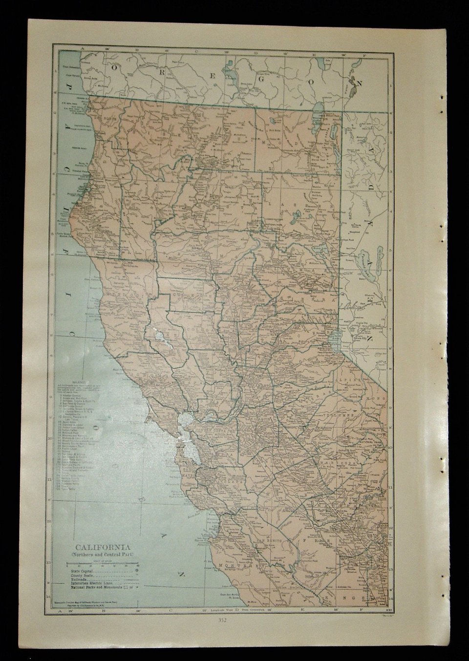 Map Page, California, 1932, Large 13.5" by 19.75" 2 Full Pages