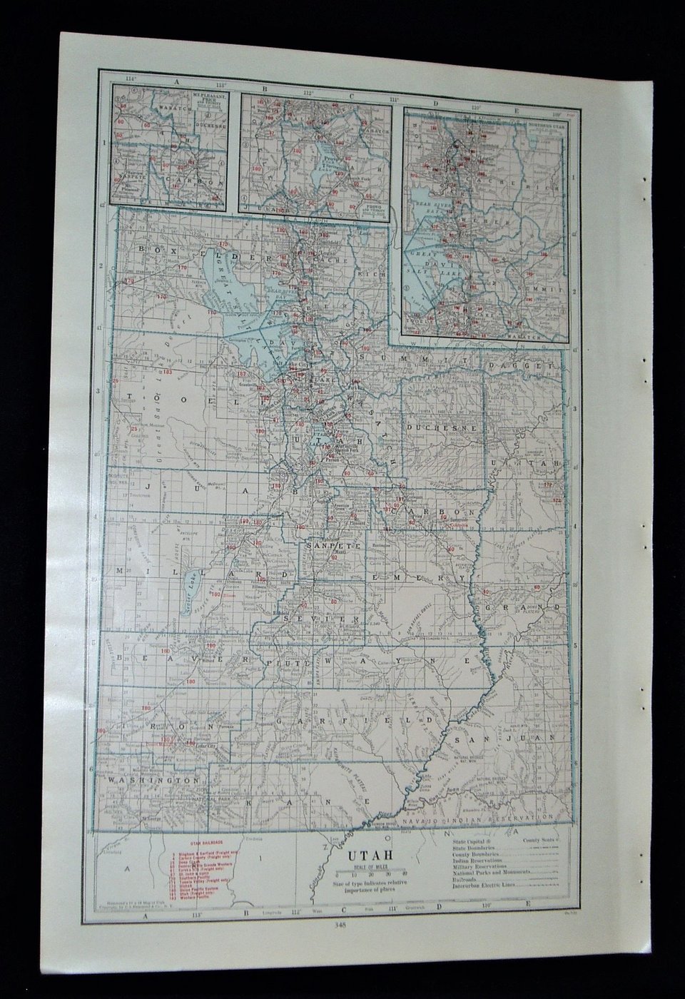 Map Page, Utah, 1932, Large 13.5" by 19.75"