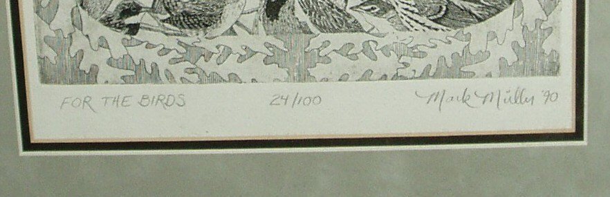 Numbered Print, Mark Miller, Pen and Ink, "For the Birds" 8" by 11"