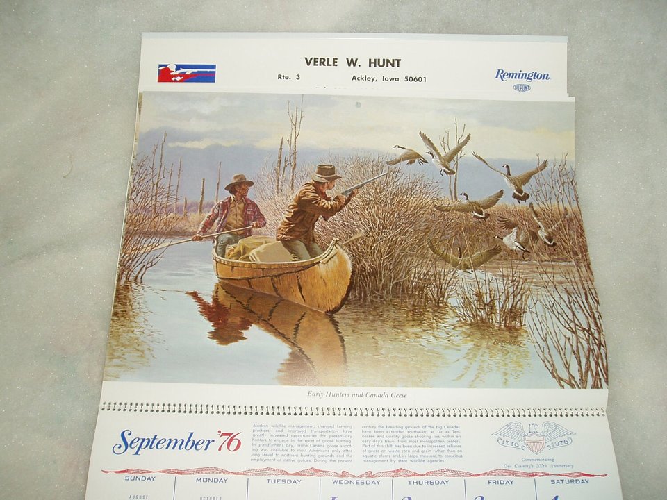 Remington Calendar, 1976 Bicentennial Complete, 12 Pictures