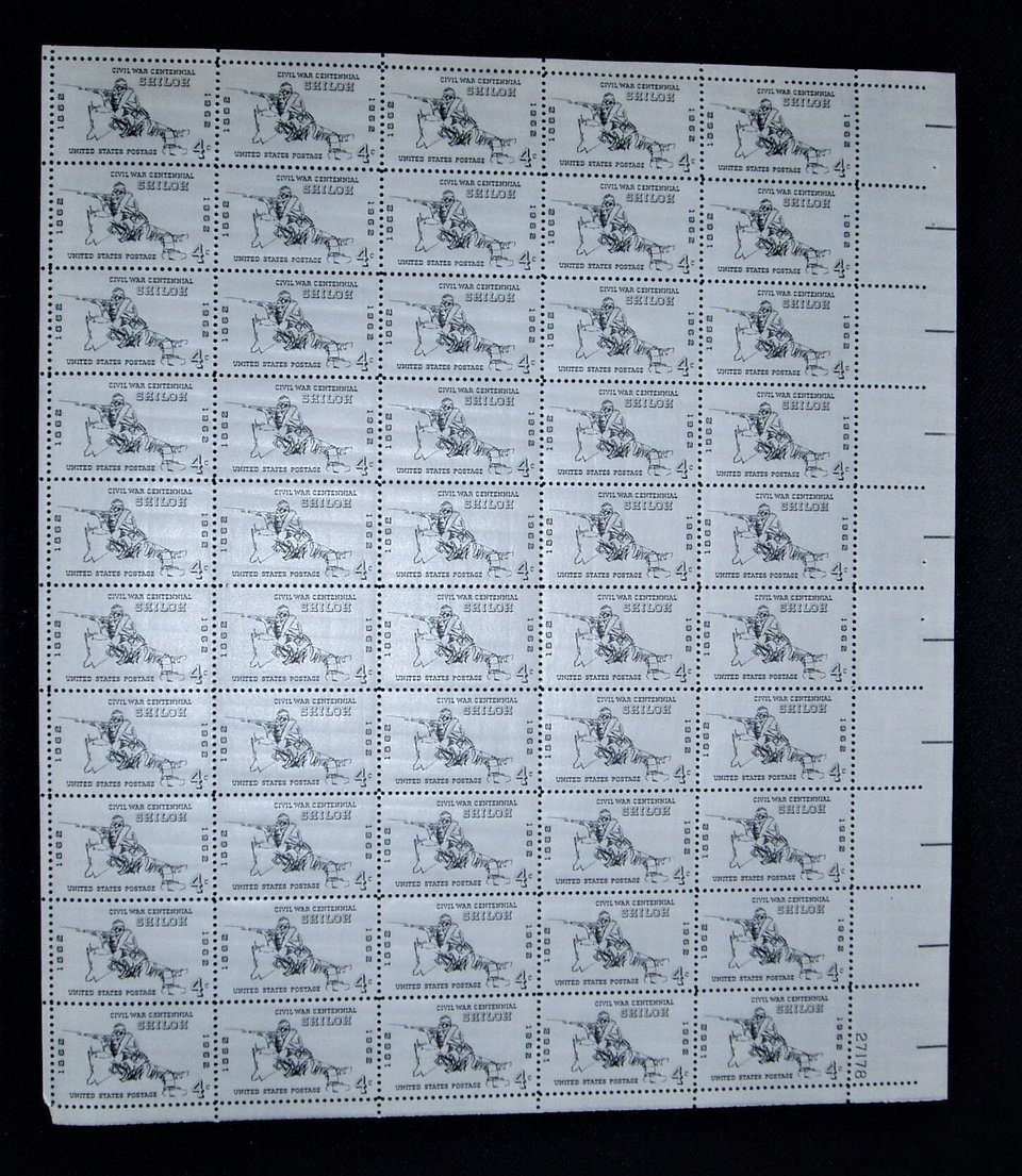 Mint 4c Stamp Sheet, Civil War Centennial, Battle of Shiloh, Scott Catalog #1179 x 50 Stamps, 50% Off