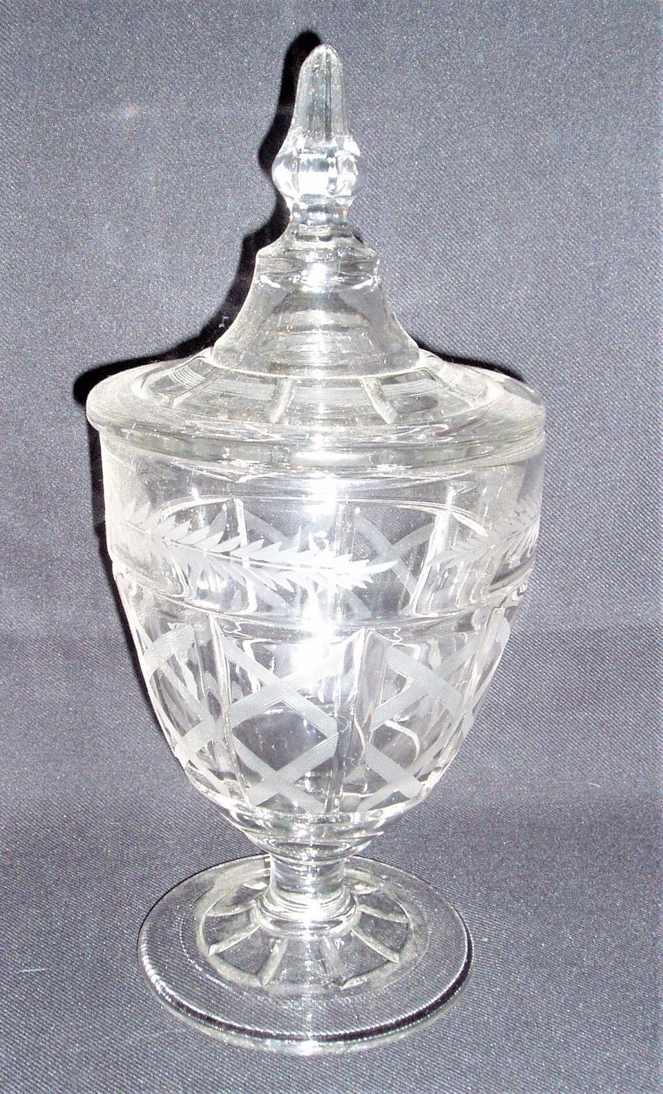 Bohemian Cut Glass Covered Candy Dish