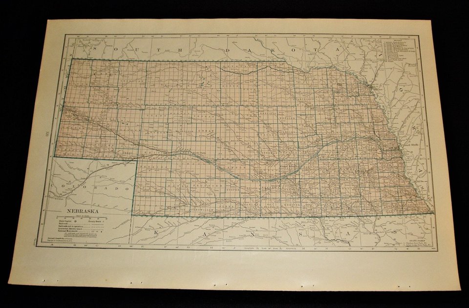 Map Page, Nebraska, 1932, Large 13.5" by 19.75"