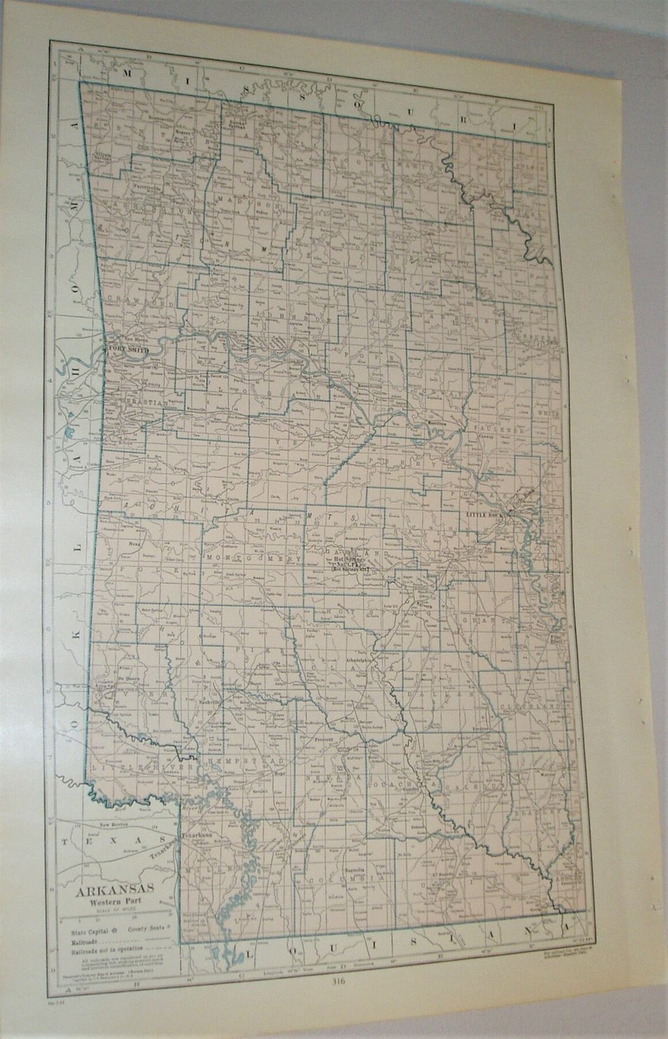 Map Page, Arkansas, 1932, Large 13.5" by 19.75" 2 Full Pages