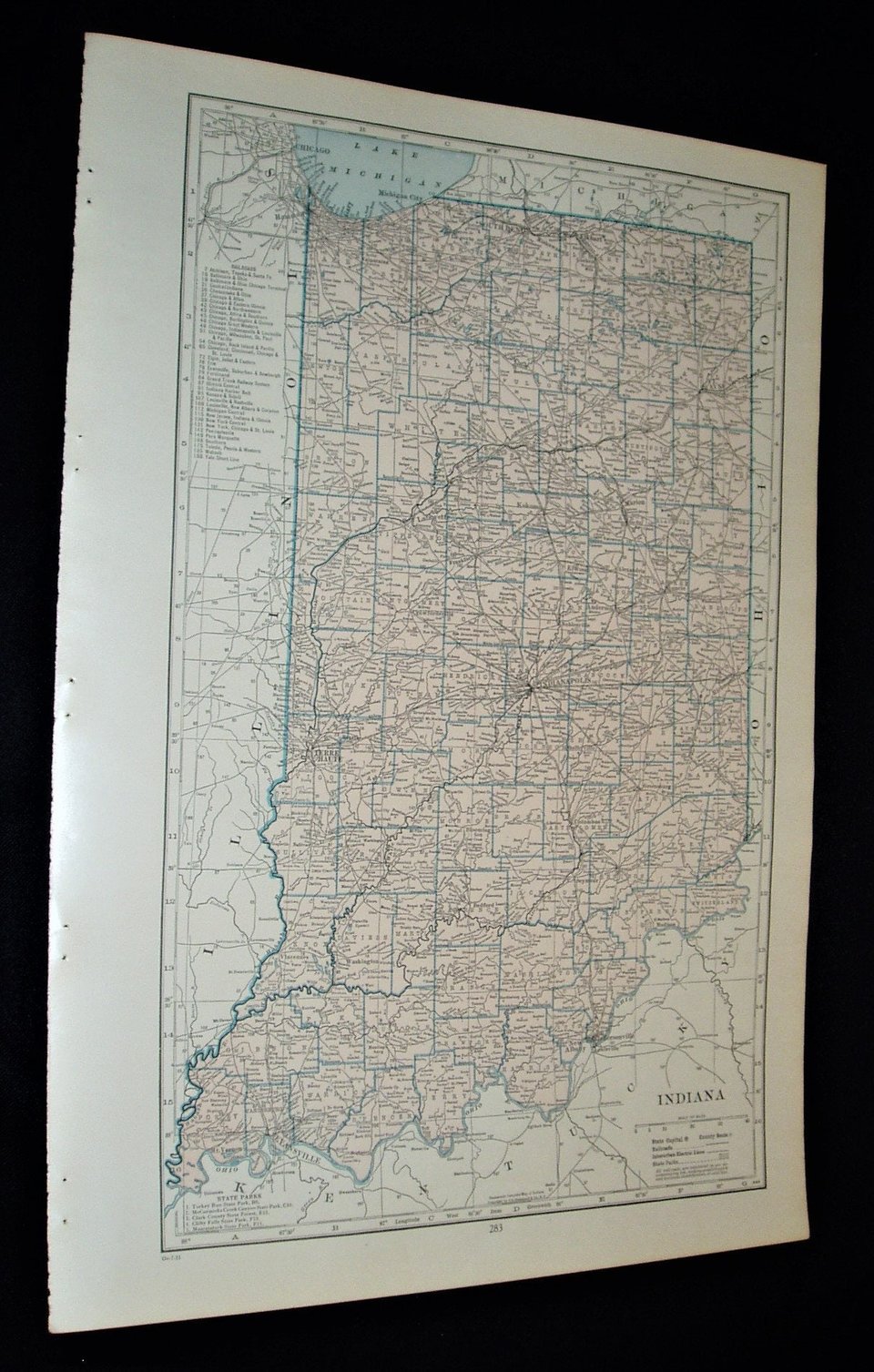 Map Page, Indiana, 1932, Large 13.5" by 19.75"