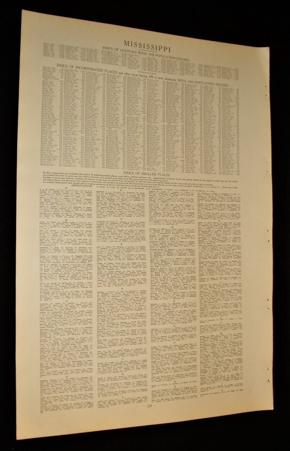 Map Page, Mississippi, 1932, Large 13.5" by 19.75"