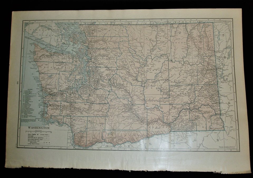 Map Page, Washington, 1932, Large 13.5" by 19.75"