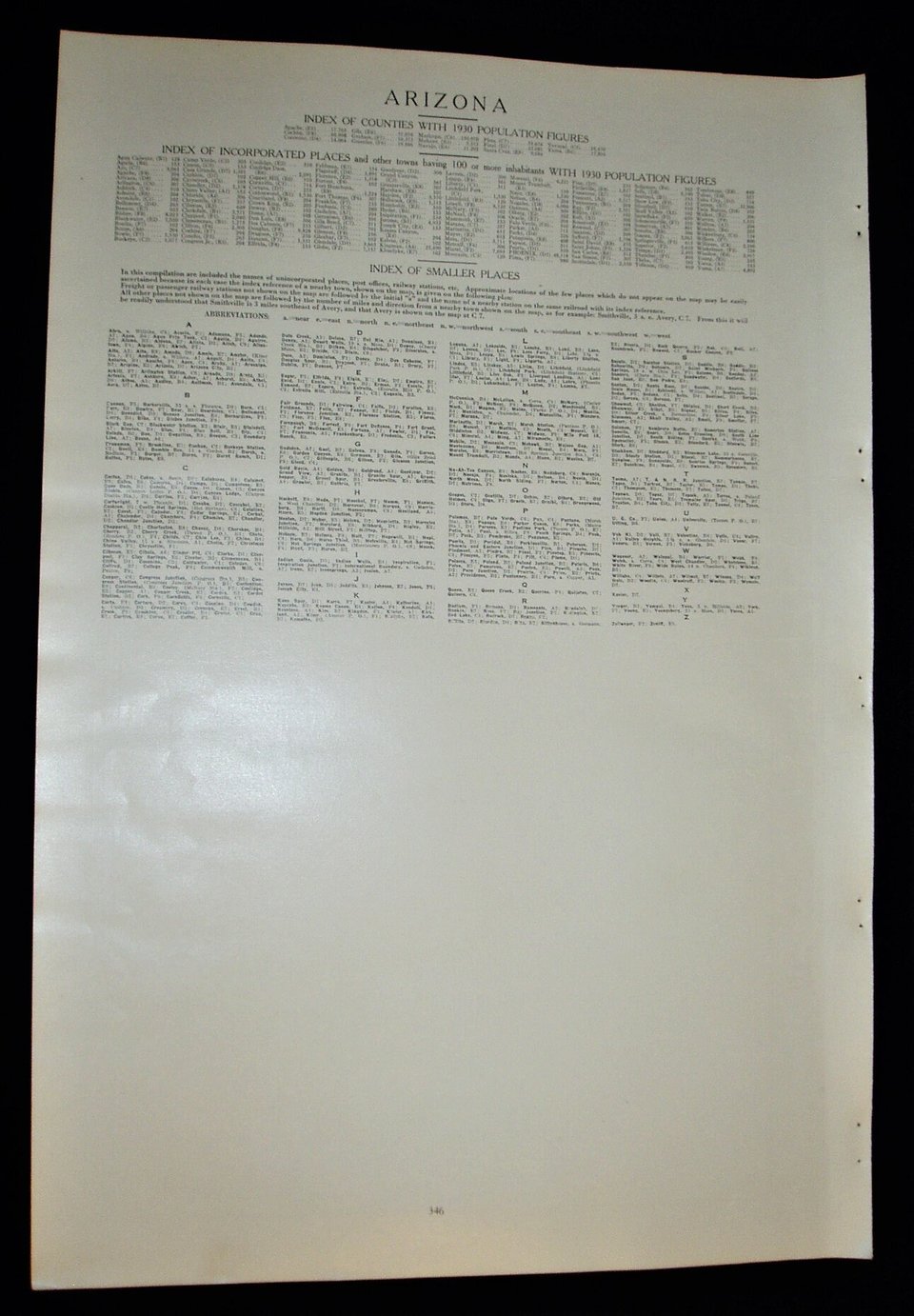 Map Page, Arizona, 1932, Large 13.5" by 19.75"