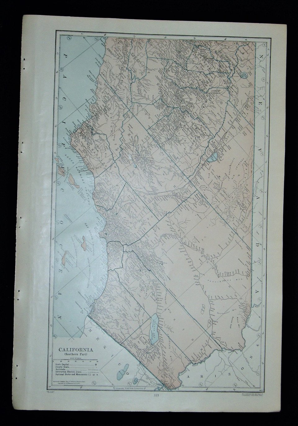 Map Page, California, 1932, Large 13.5" by 19.75" 2 Full Pages