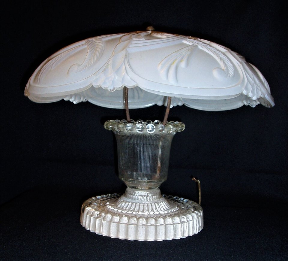 Wonderful Art Nouveau Deco Glass Ceiling Lamp Fixture  Bedstand