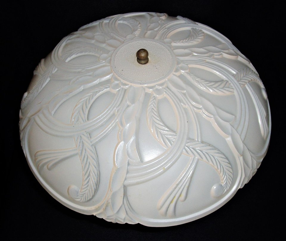 Wonderful Art Nouveau Deco Glass Ceiling Lamp Fixture  Bedstand