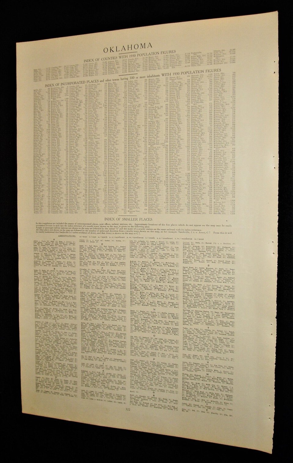 Map Page, Oklahoma, 1932, Large 13.5" by 19.75"