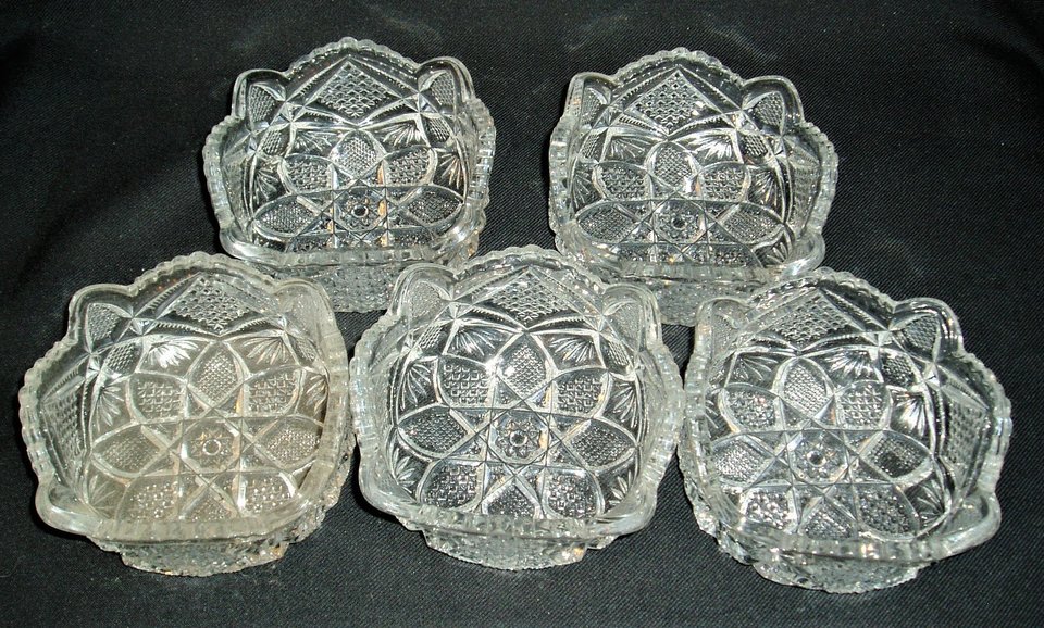 Ornate Faceted Berry Bowls, Set of 5
