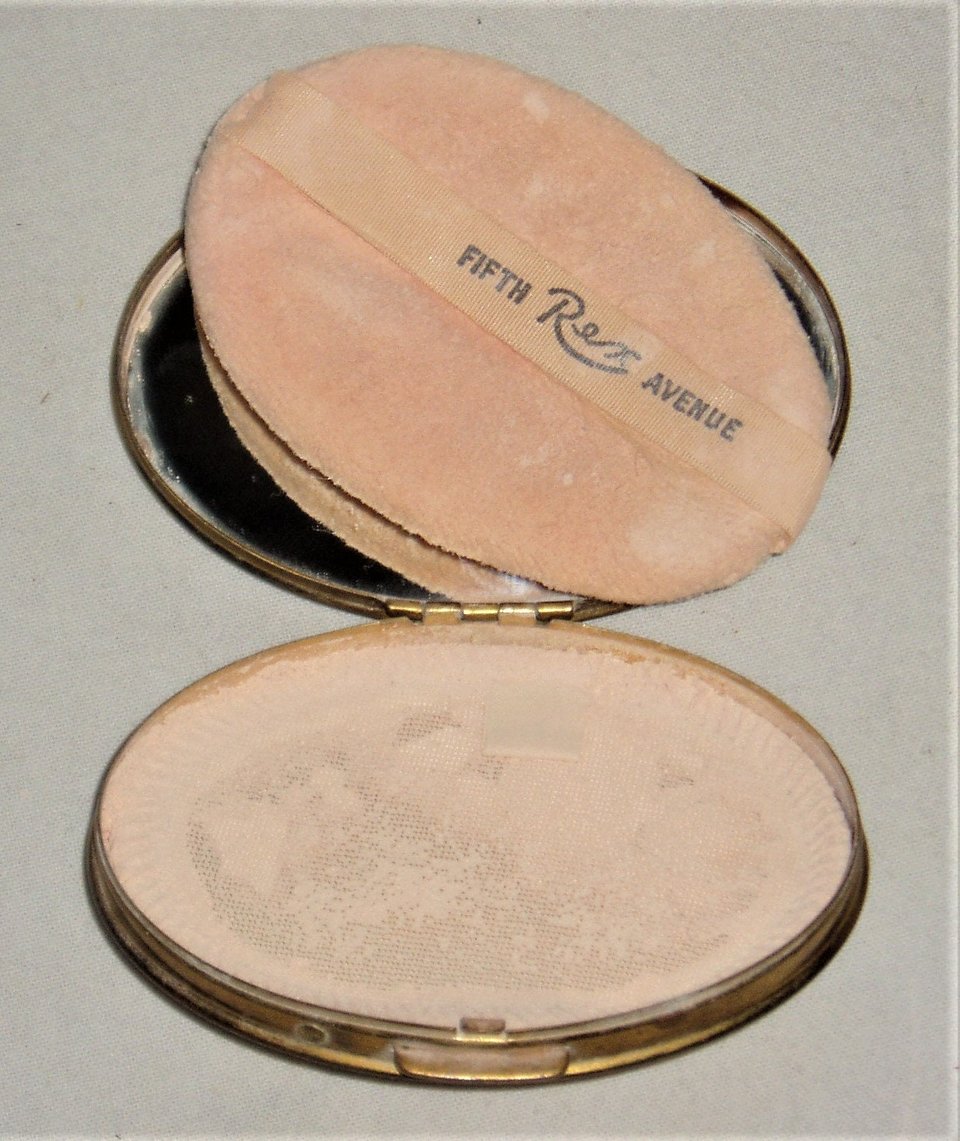 Vintage 5th Avenue Compact, Machined and Floral Brass