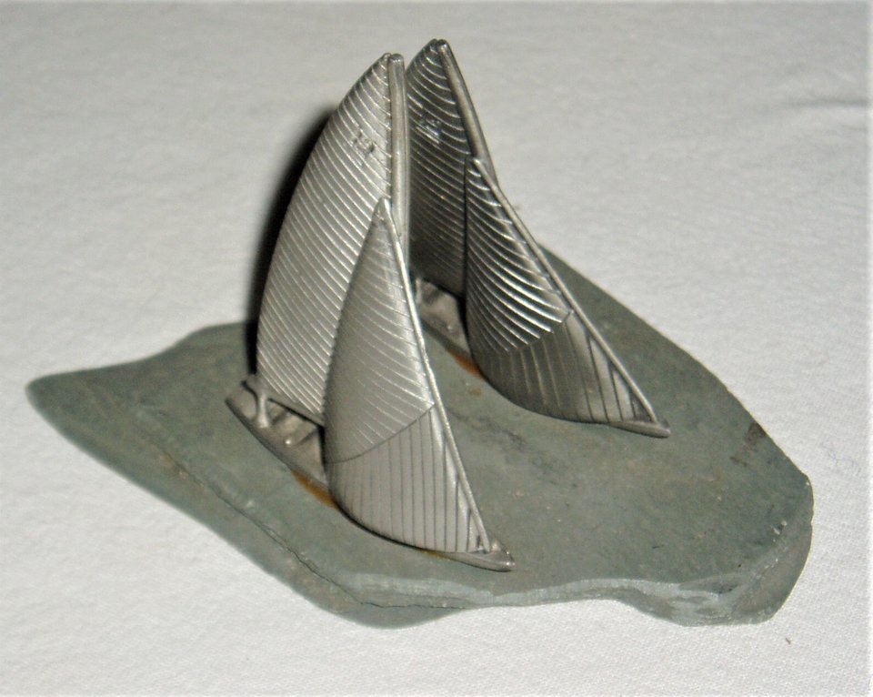 Sailboats on Shale Figurine Paperweight