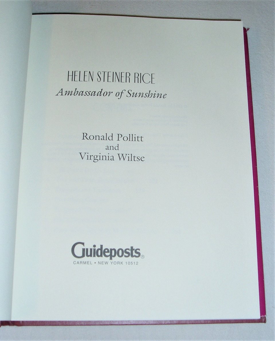 Guideposts Edition, Helen Steiner rice, Ambassador of Sunshine