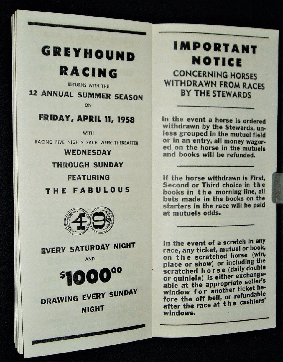 Vintage Caliente Horse Racing Program, 1958