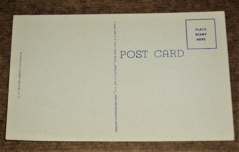 Vintage Postcard, Cartoon 1940's Humor, Camper, 2nd Card Ships Free