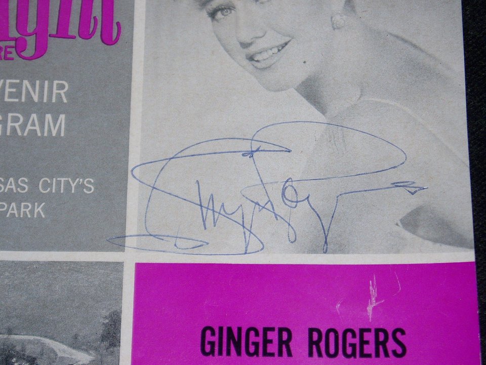 Autograph,  Ginger Rogers on Souvenir Program for "Tovarich" 1964 Kansas City