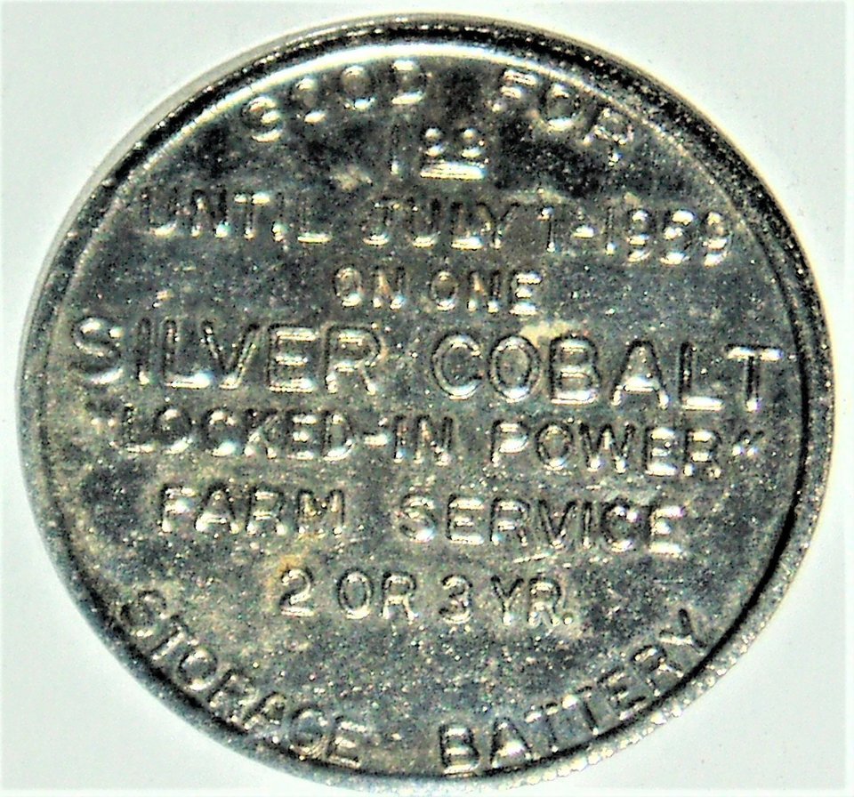 Good For Token, Farm Service Products, Silver Cobalt Storage Battery