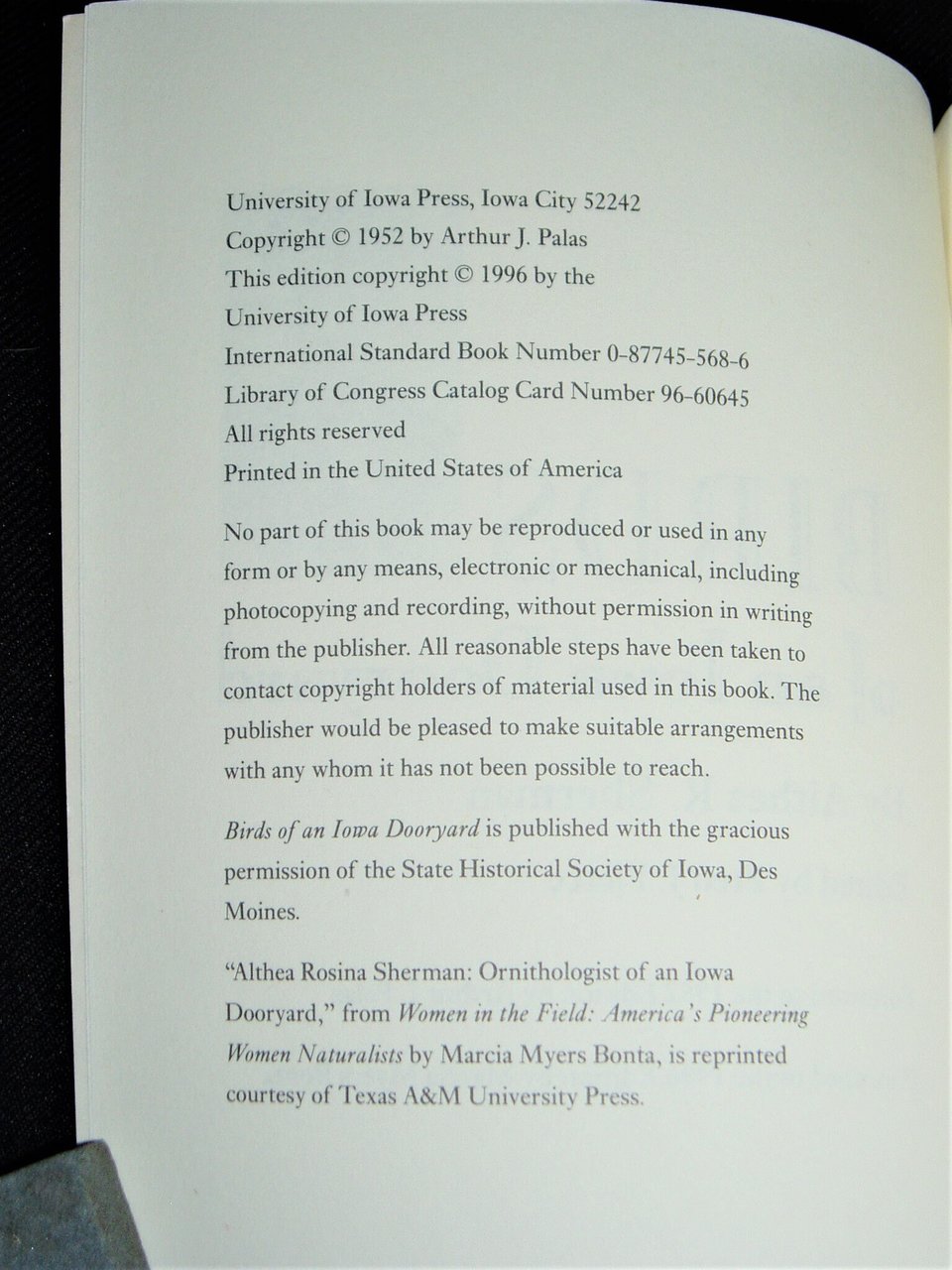 Nature Book, Birds of an Iowa Dooryard, Althea R Sherman