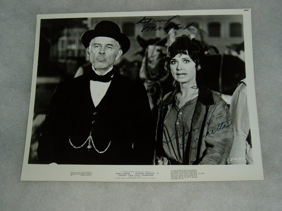 Rare Double Autograph, Signed Picture, Harry Morgan & Suzanne Pleshette, COA, 1970's