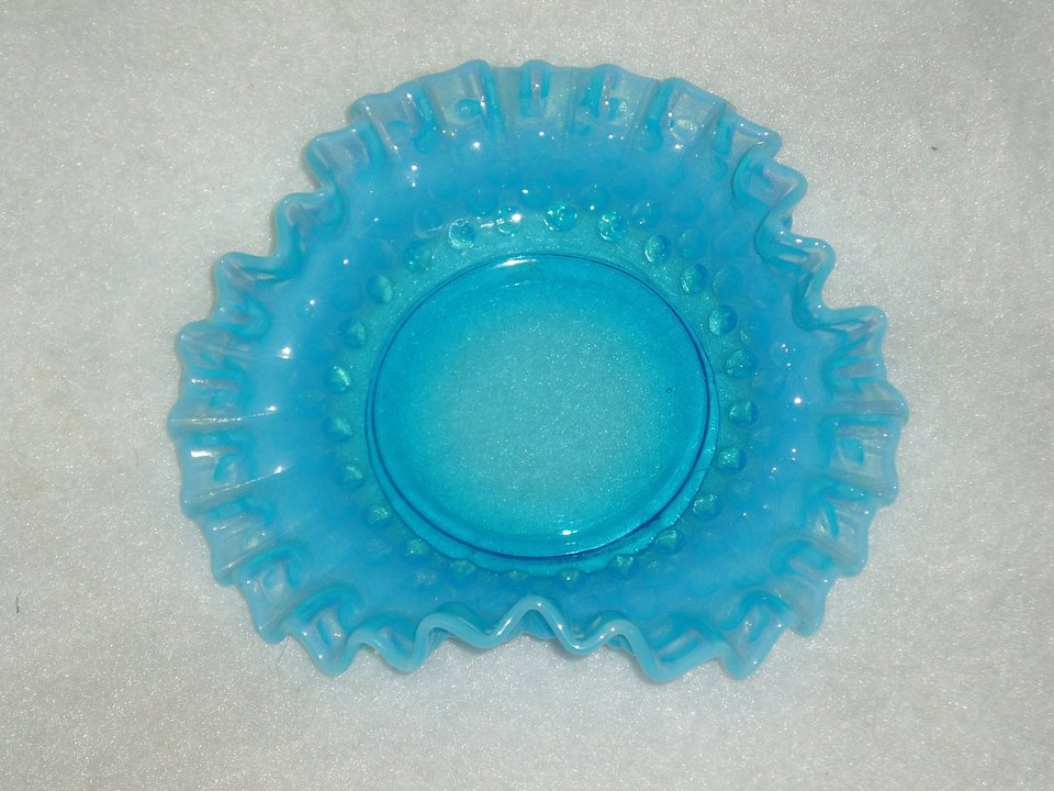 Fenton Blue Opalescent Hobnail Candy Dish or Bon Bon