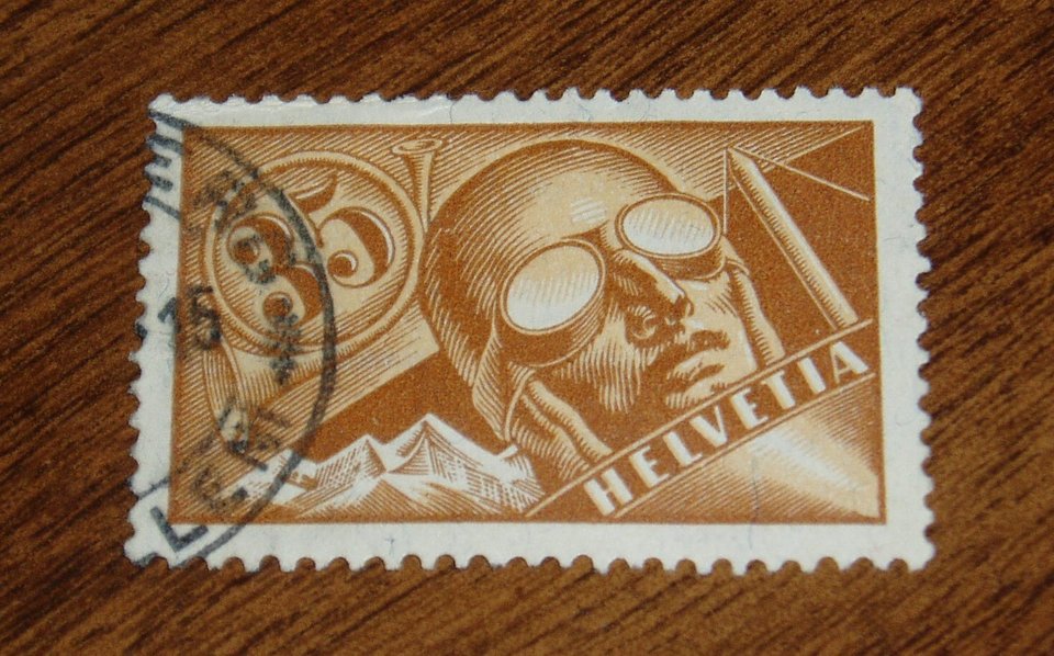 Switzerland Air Mail Stamp, C6, 1920s, 2nd Stamp Ships Free