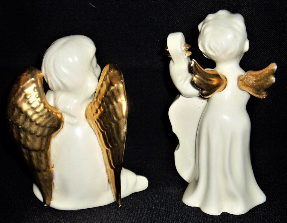 Angel Musicians Pair, Holland Mold, Gilded White