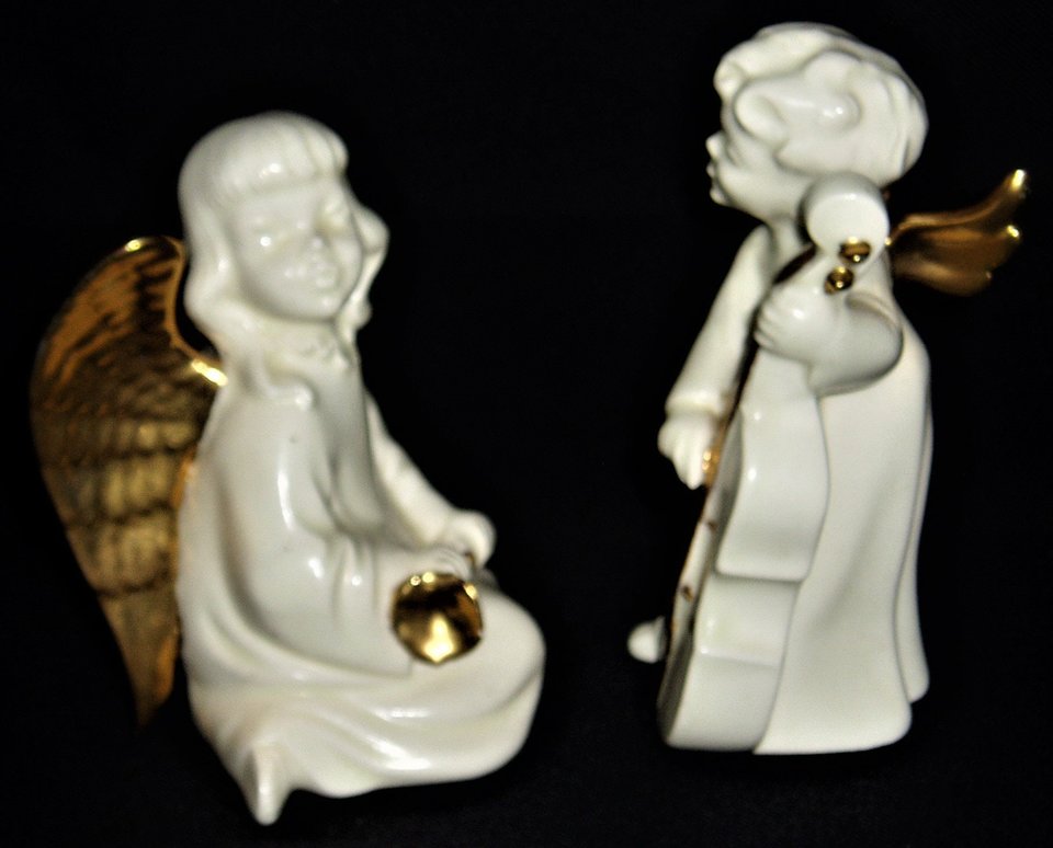 Angel Musicians Pair, Holland Mold, Gilded White