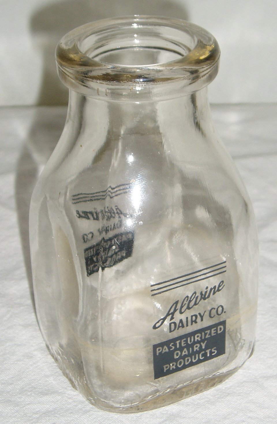 Milk Bottle Allvine Dairy, Kansas City, One Half Pint