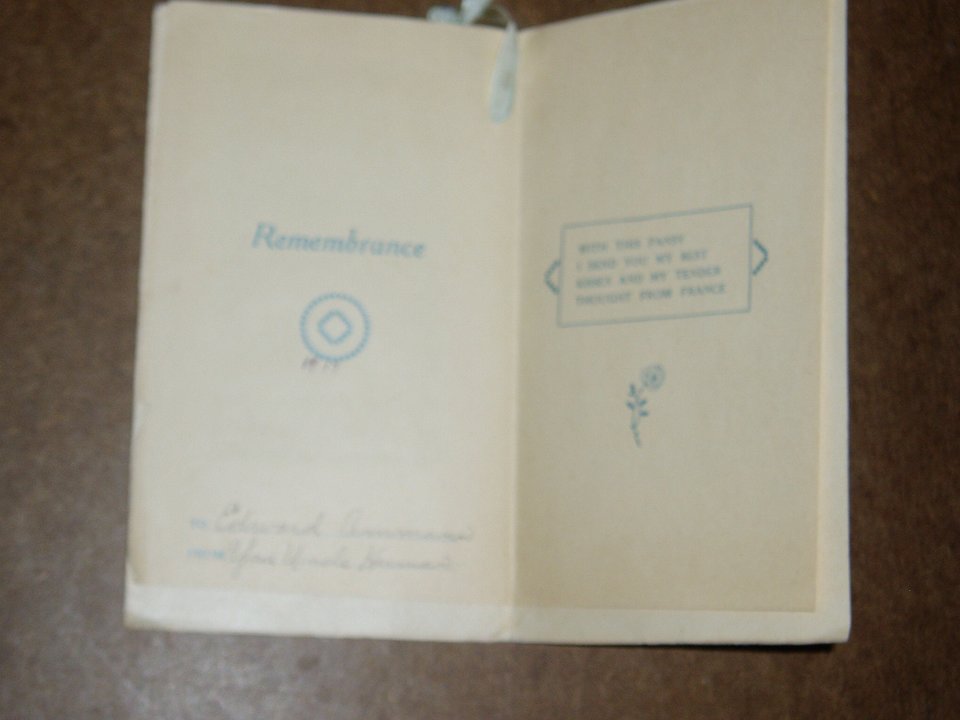 French Embroidered Card, World War 1 Remembrance Christmas