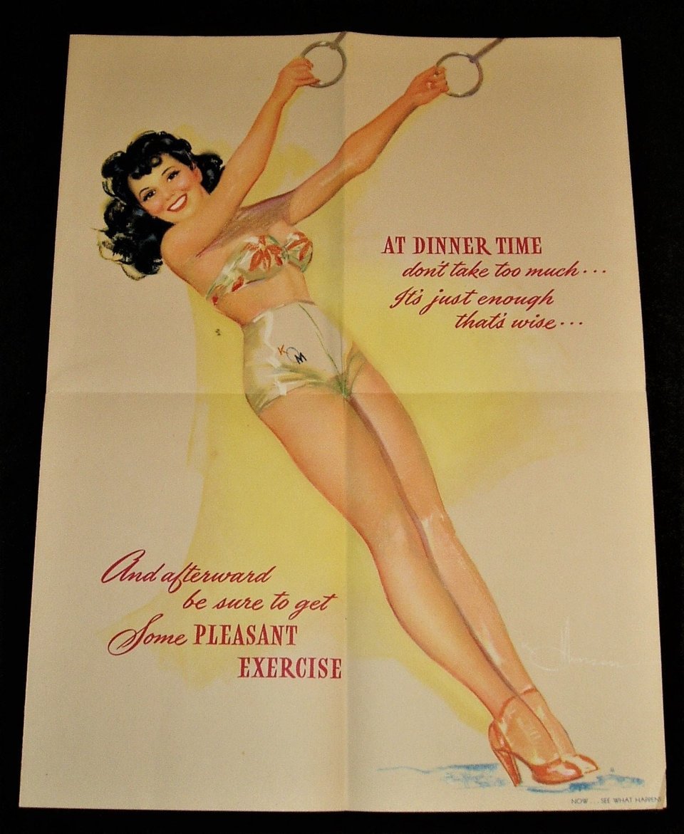 Adolph's Italian Restaurant Chicago, Pin Up Girls Foldout, 1944 Brown & Bigelow, Knute Munson