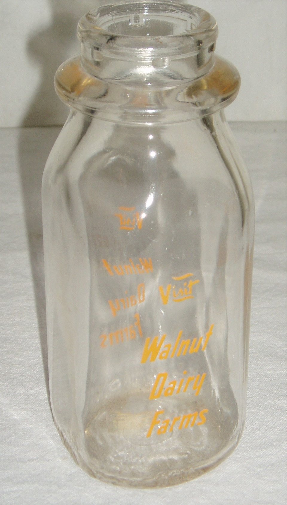 Milk Bottle Walnut Dairy, Waterloo Iowa, One Half Pint