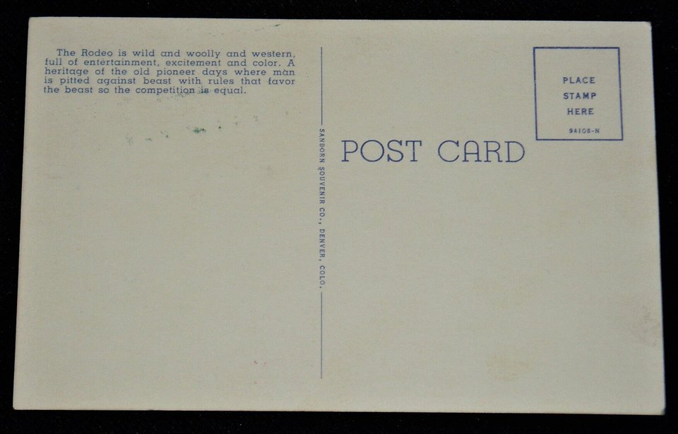 Vintage Postcard, Rodeo Bucking Broncho , 2nd Card Ships Free