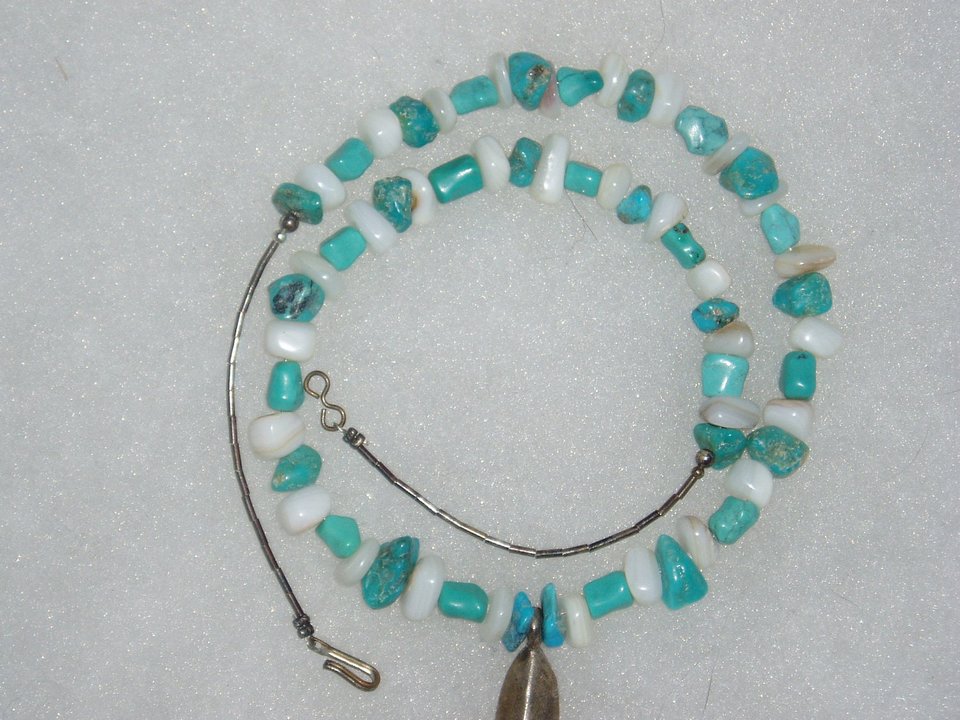 Sterling Cross and Turquoise Necklace, Southwestern Style