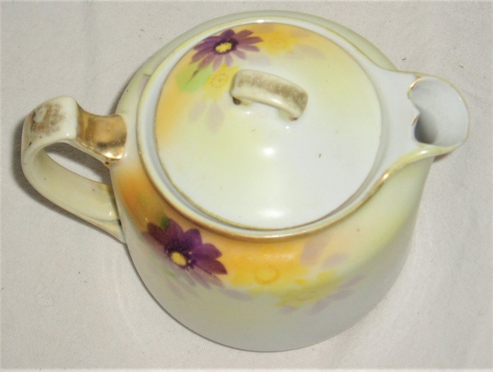 Morimura Noritake Porcelain Teapot, Aster Daisy Design, 1 Cup