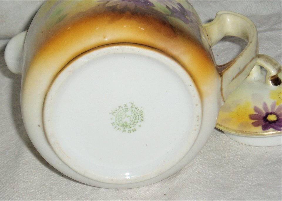Morimura Noritake Porcelain Teapot, Aster Daisy Design, 1 Cup
