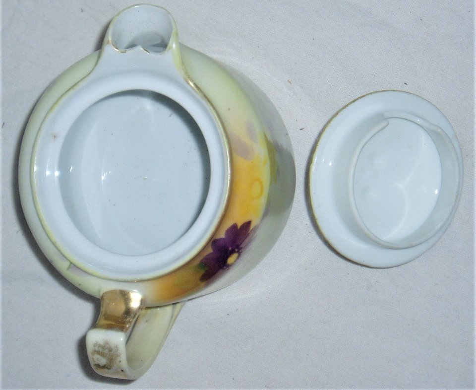 Morimura Noritake Porcelain Teapot, Aster Daisy Design, 1 Cup
