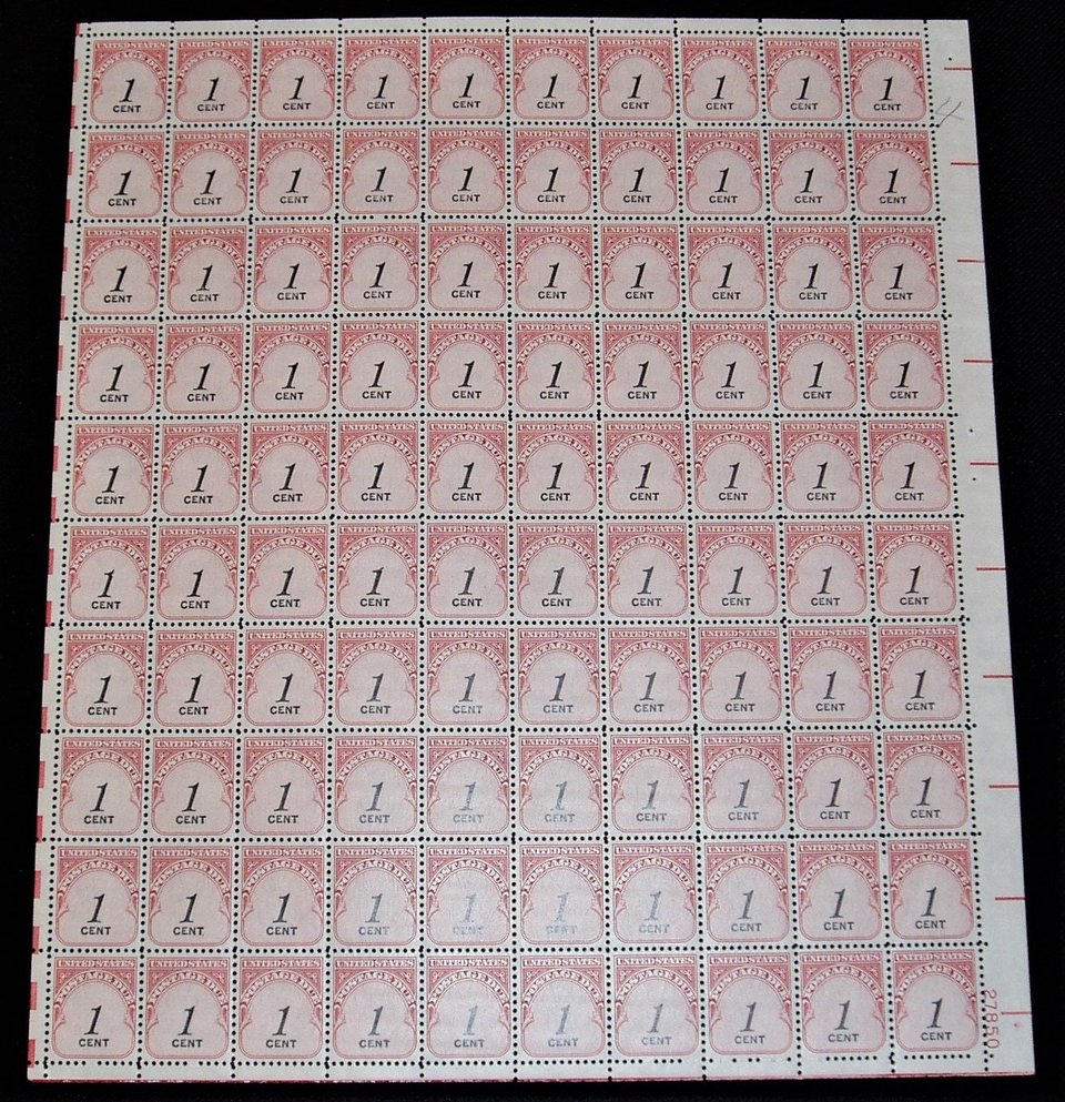 USA Postage Stamp, Full Sheet J89 Postage Due