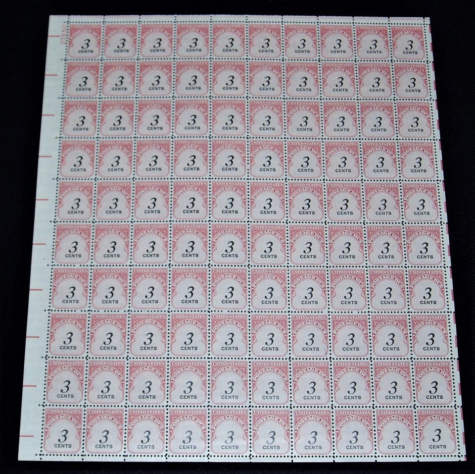 USA Postage Stamp, Full Sheet J91 Postage Due