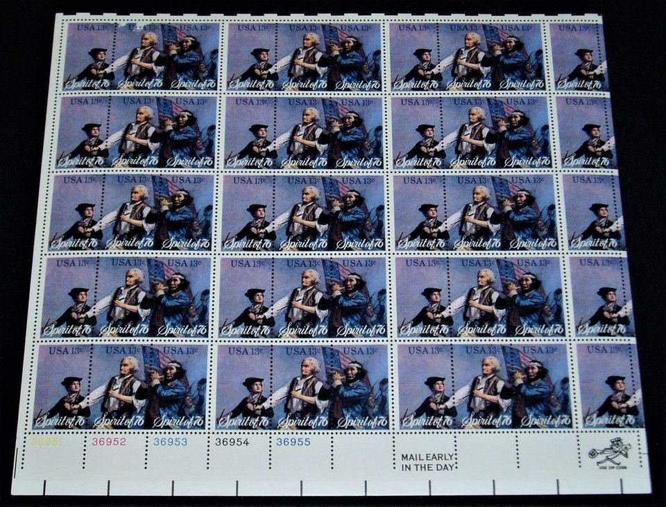 USA Postage Stamp, Full Sheet #1629-31 Spirit of '76