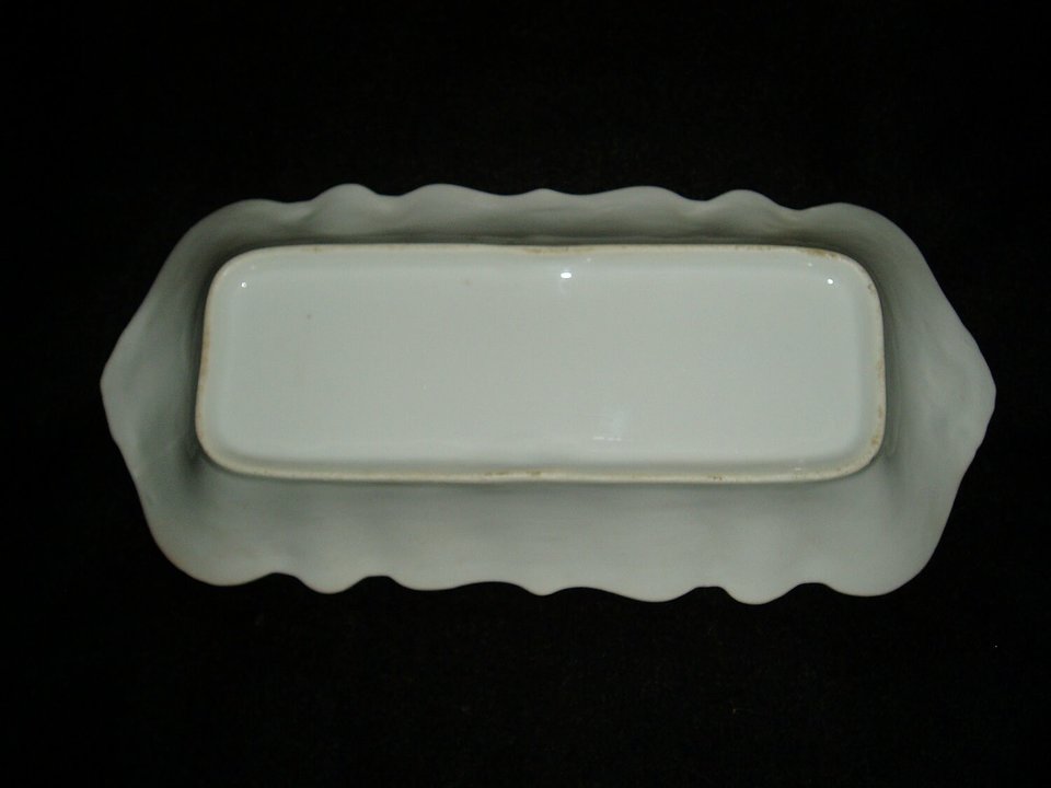 Vintage Celery Dish, Unmarked White, Floral Design, 1930s