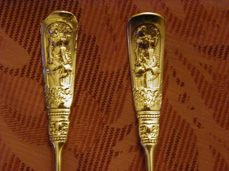 Antique Sterling Spoons, Gilpen-Founaineblau, Benedict/Gorham, 2 Spoons, Free USA Shipping
